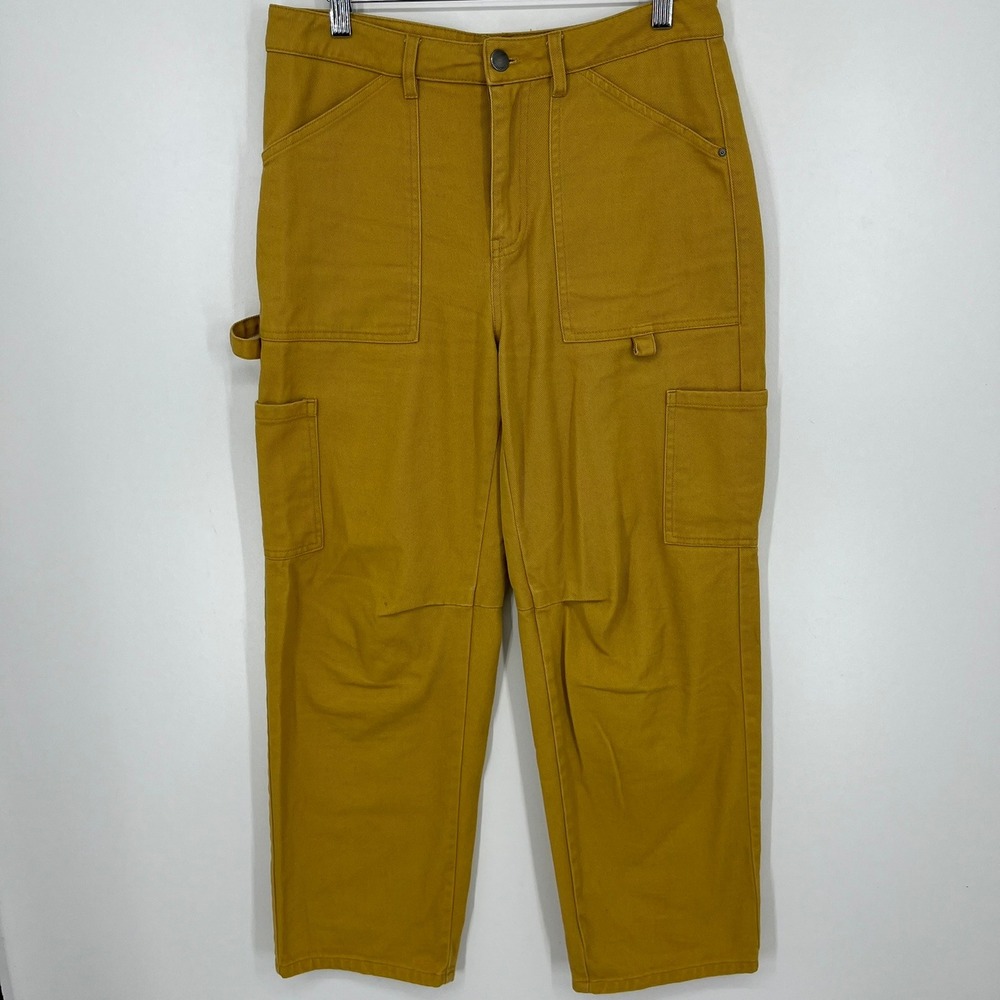 Billabong Womens‎ Mustard Yellow Cotton Canvas Carpenter Utility Pants Size 27